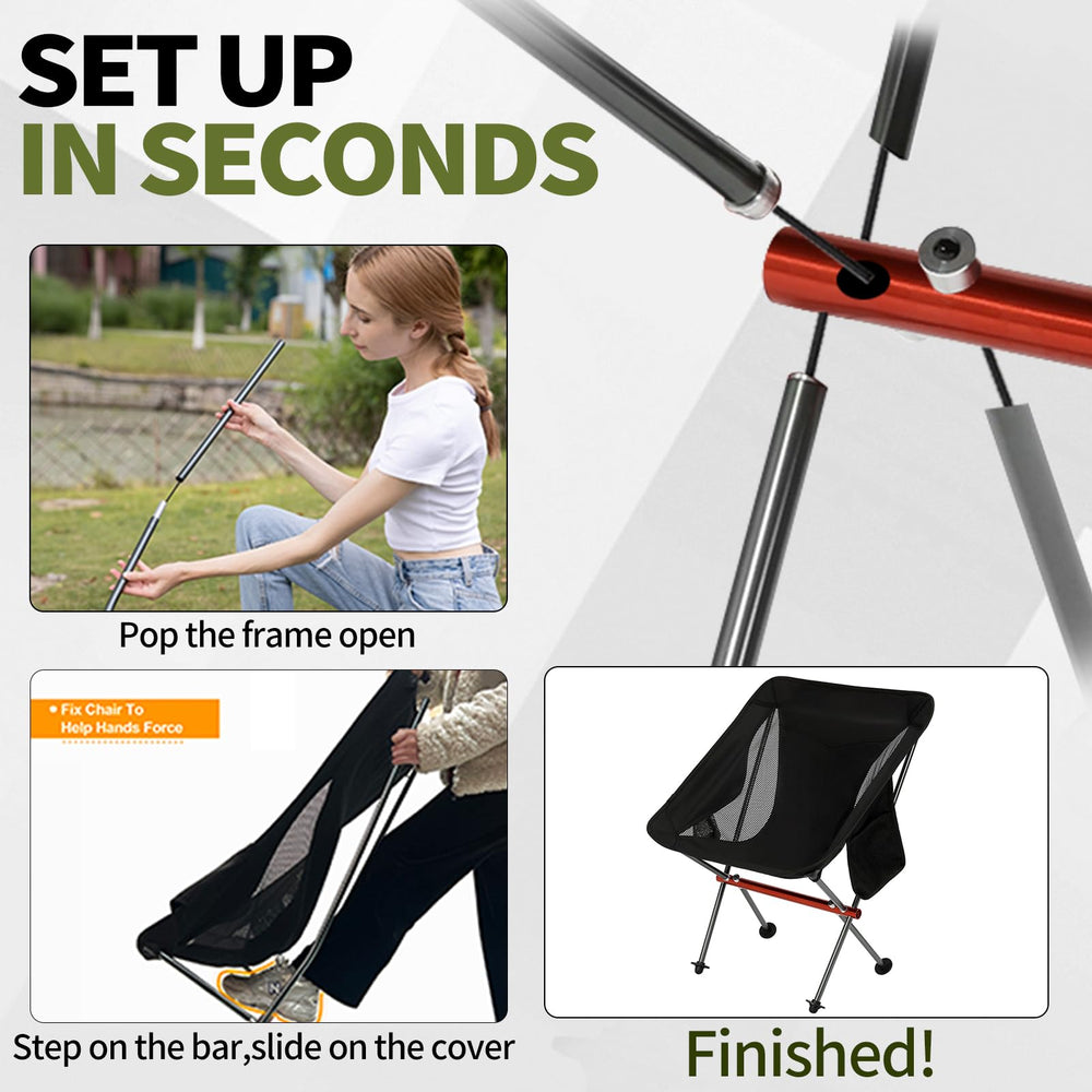 SHALLWE chair in use at the beach demonstrating fast setup convenience