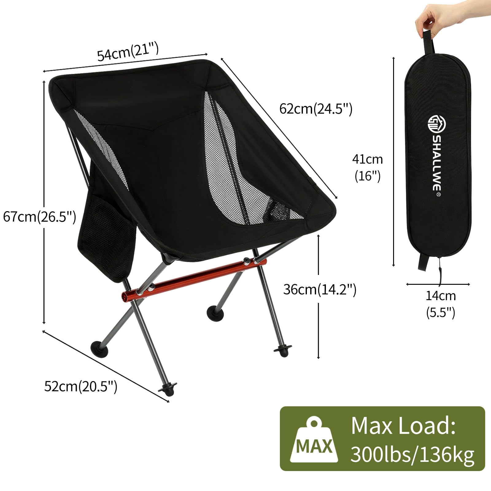SHALLWE chair packed into carry bag for easy transport and storage