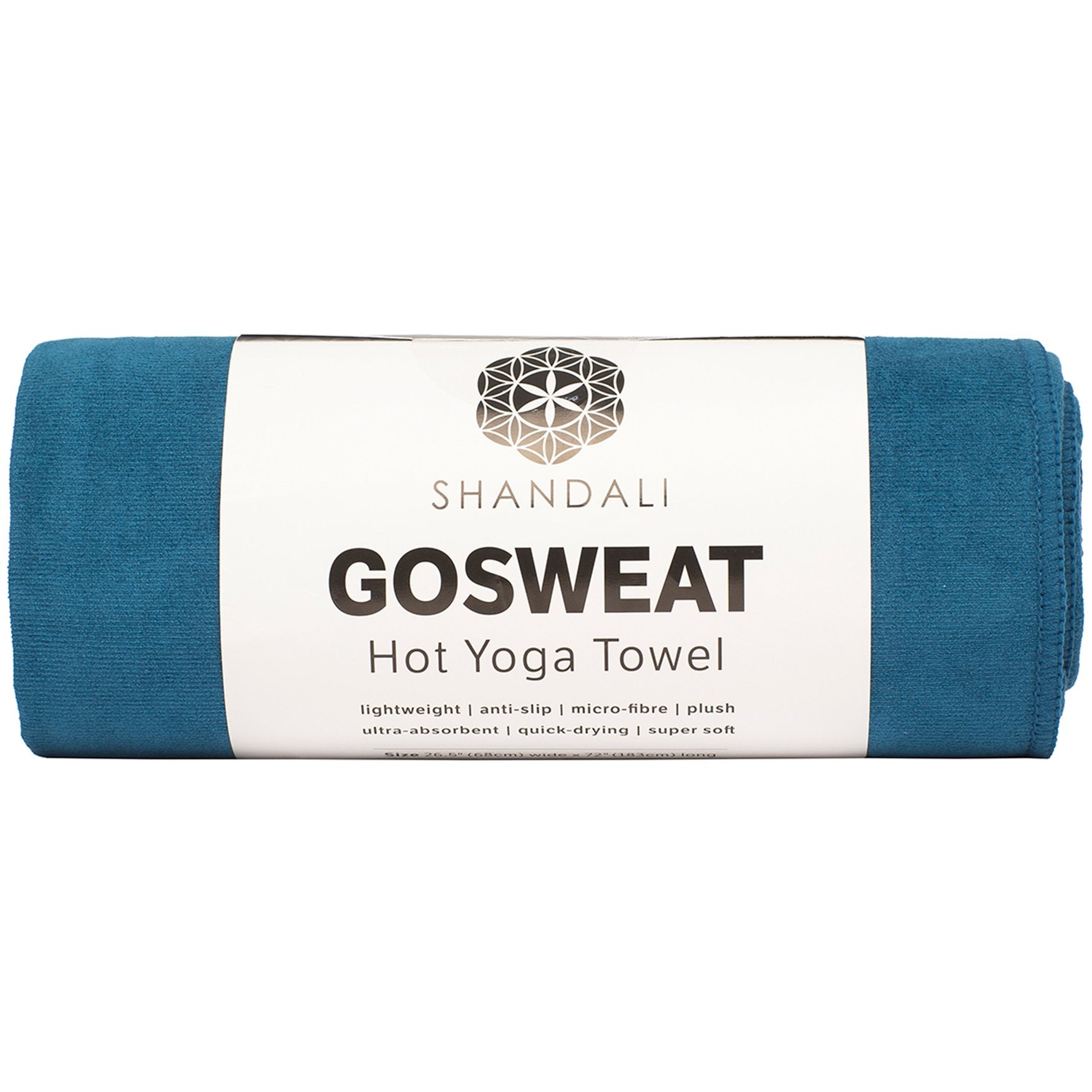 Shandali towel full-length on mat showing coverage and improved grip