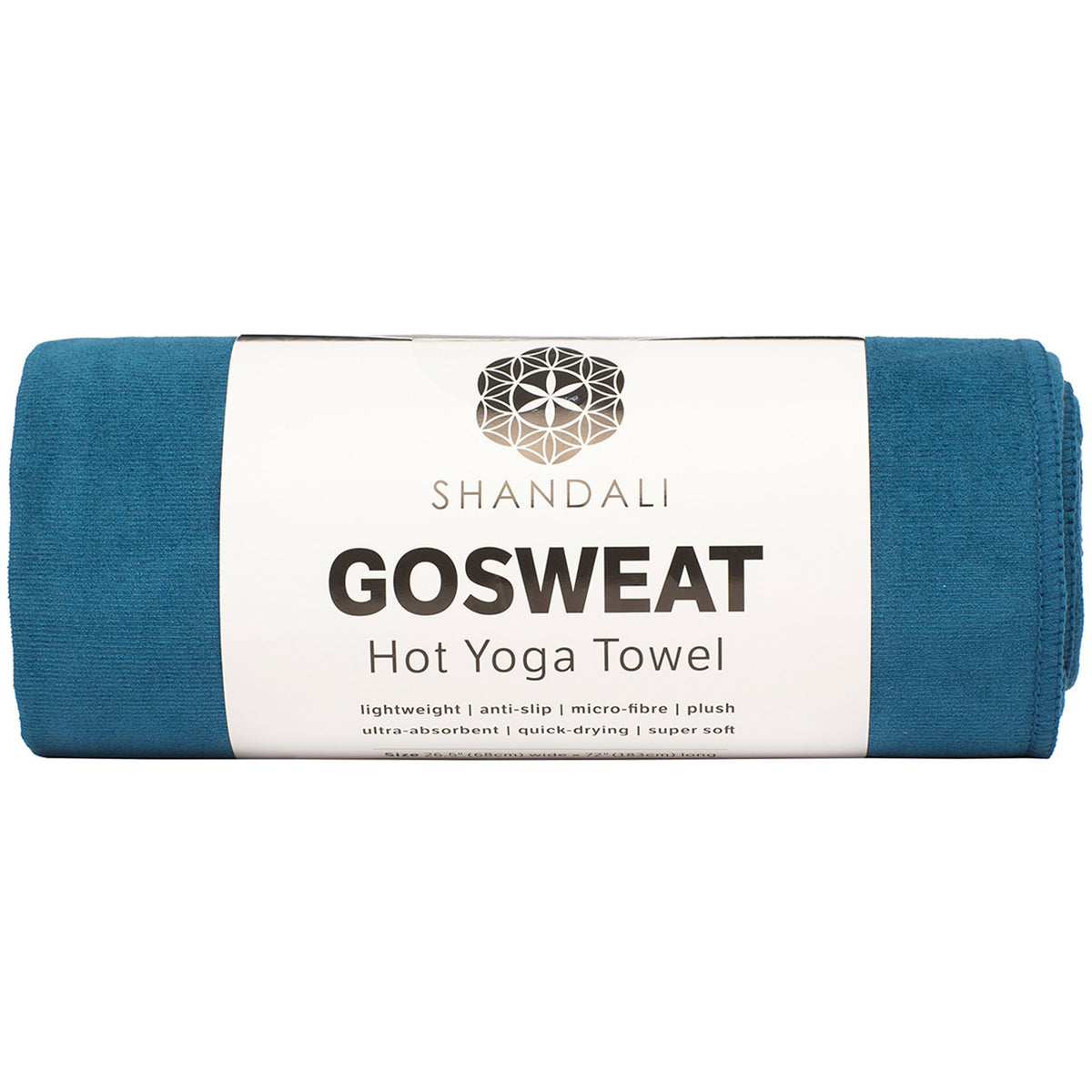Shandali towel full-length on mat showing coverage and improved grip