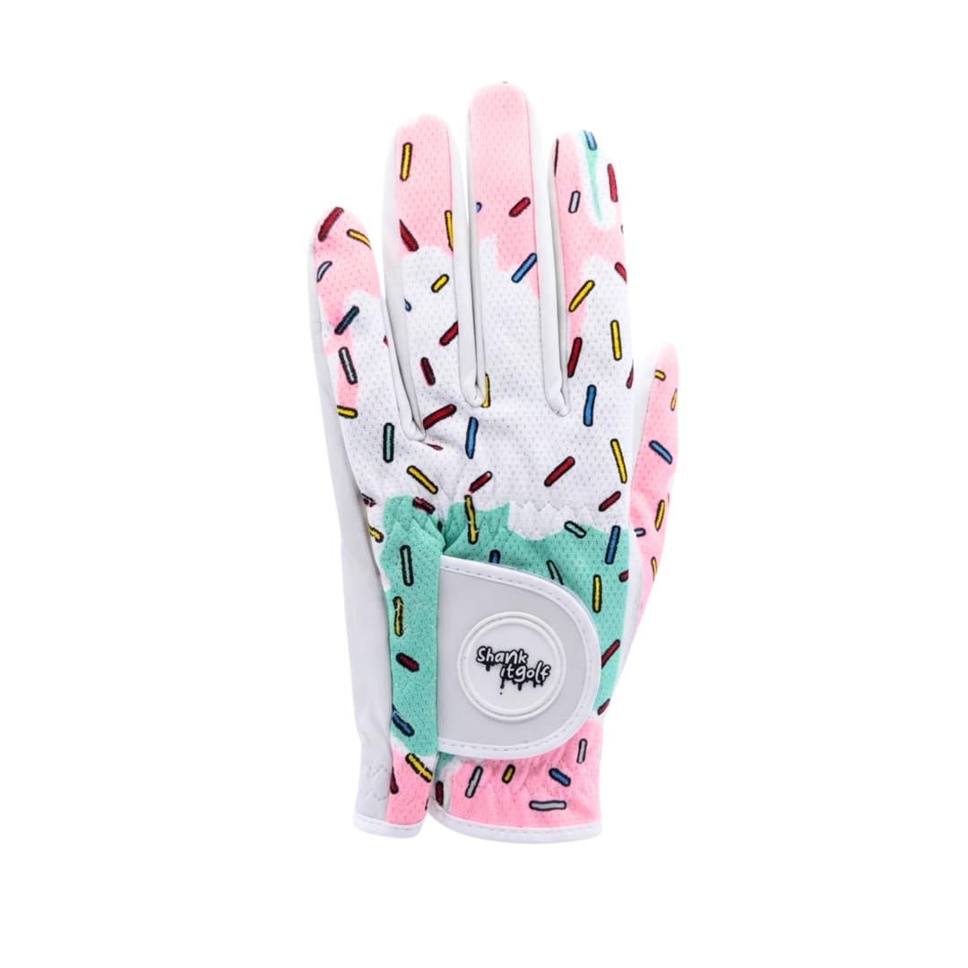 SHANKITGOLF front view of glove showing bold Ice Cream design and secure fit