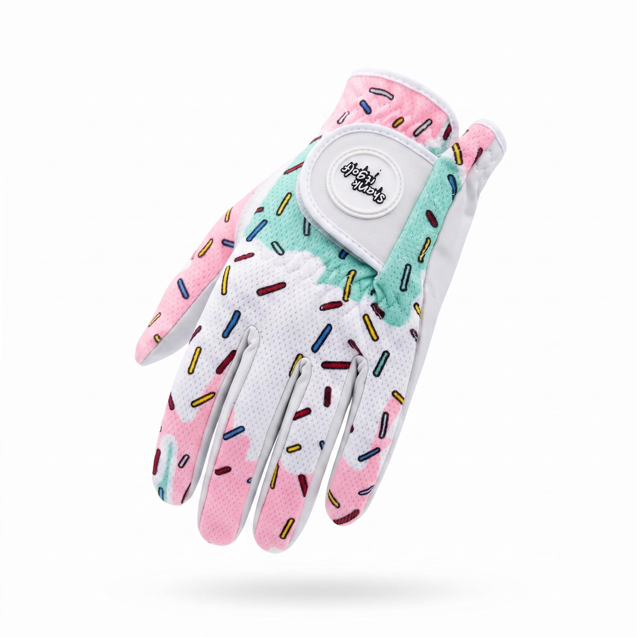SHANKITGOLF glove worn on left hand gripping club demonstrating consistent control