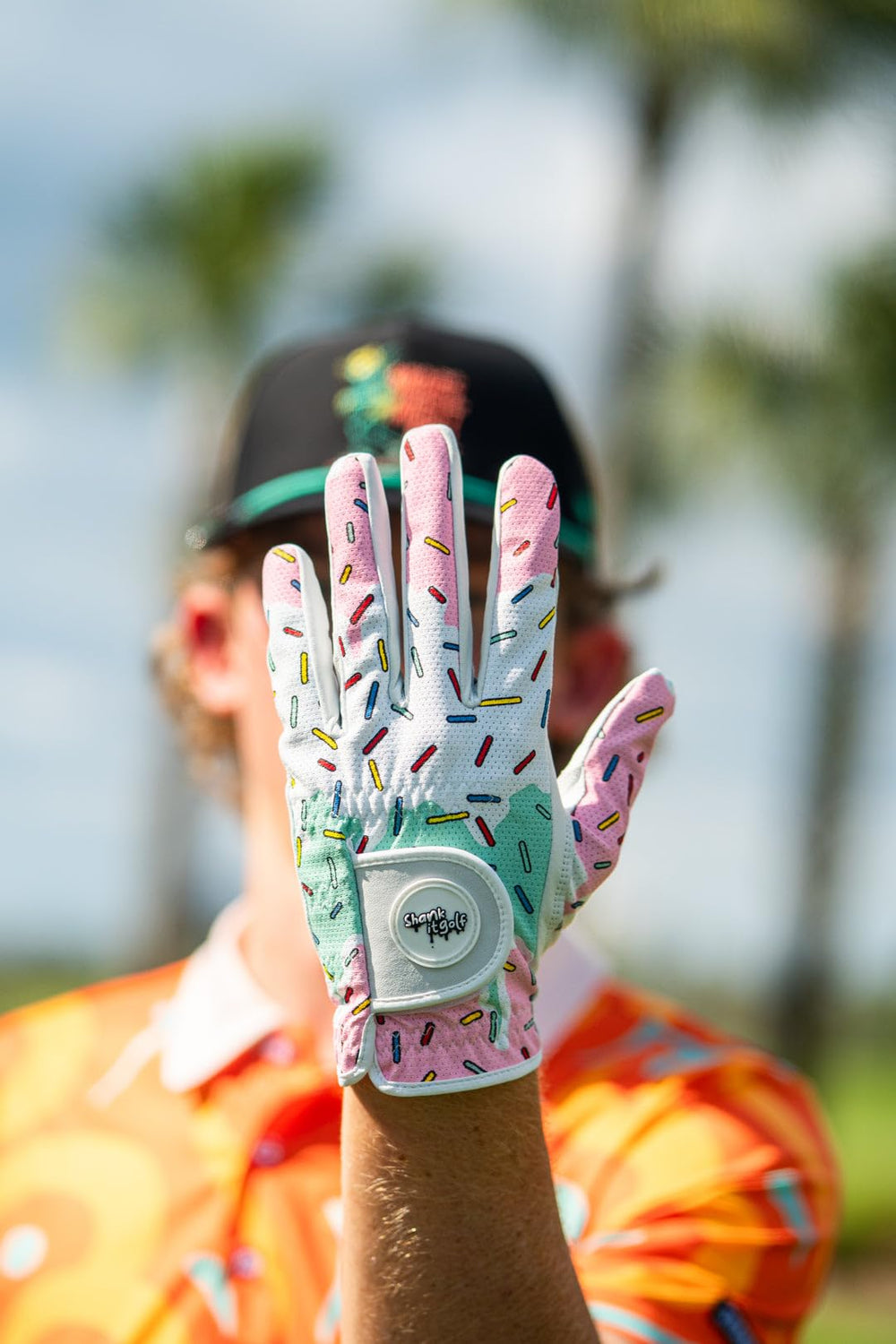 SHANKITGOLF cabretta leather palm close-up delivering soft tacky grip benefit