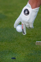 SHANKITGOLF cabretta leather palm close-up highlighting tacky grip and feel