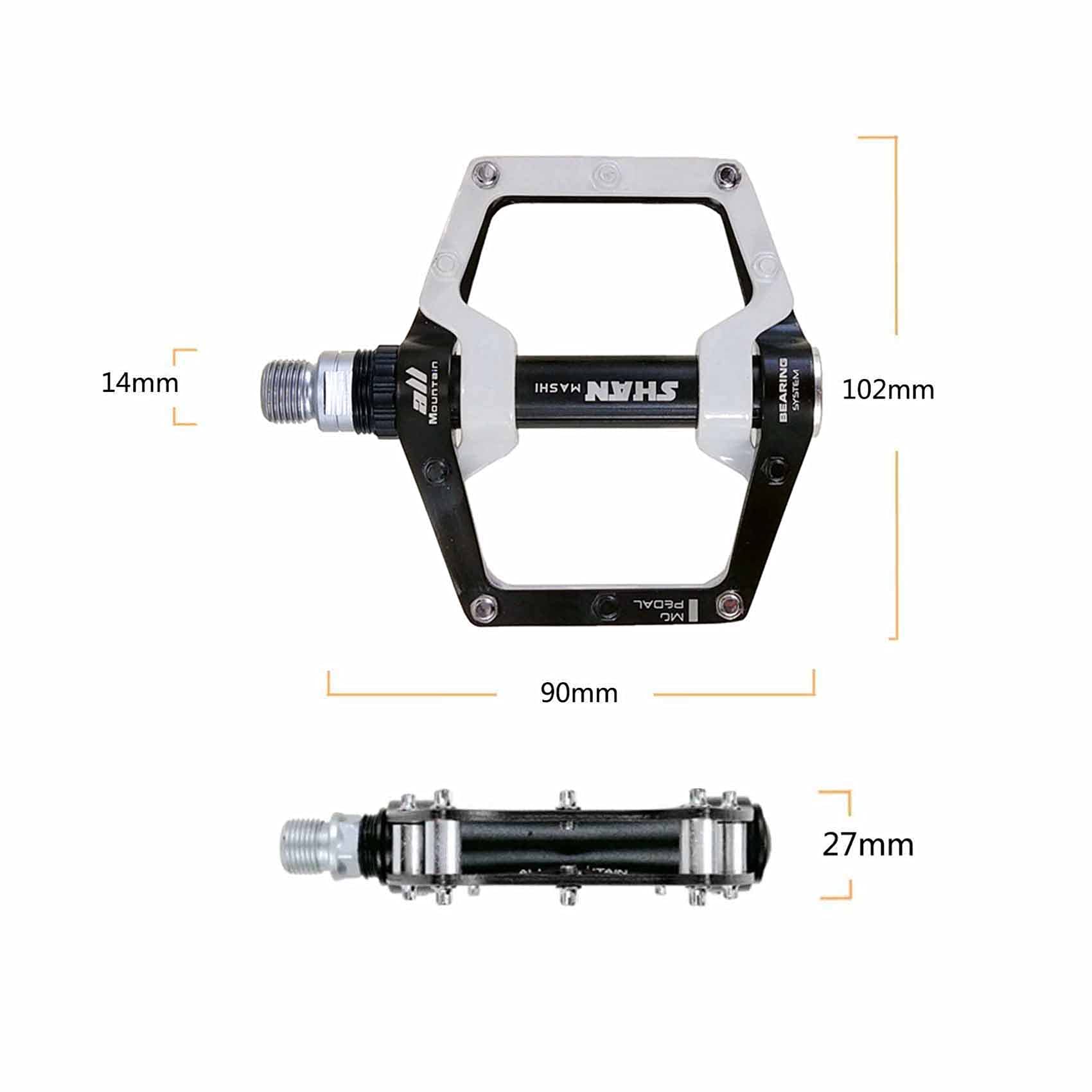 shanmashi pedal next to shoe illustrating size and platform support for comfort