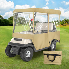 SHANTRA front view of covered golf cart showing full weather protection