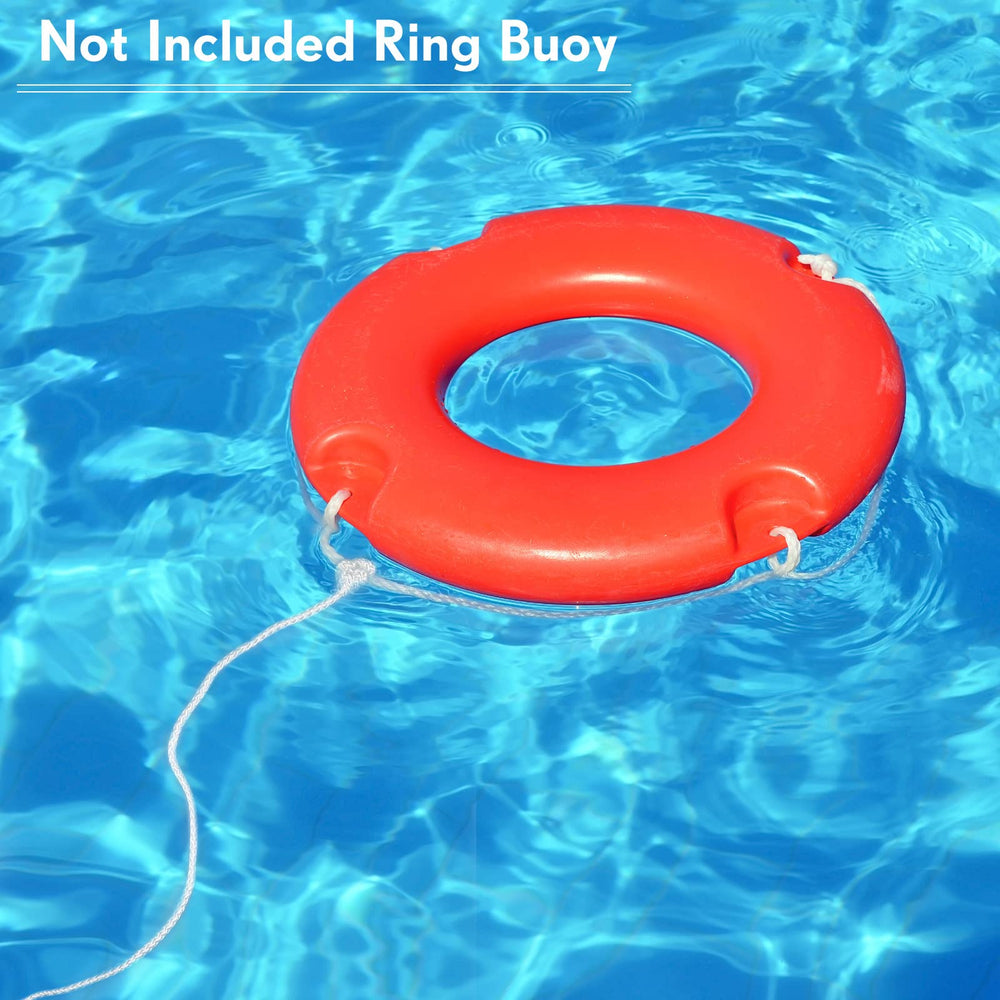 Shappy rope attached to lifebuoy on water demonstrating quick securement