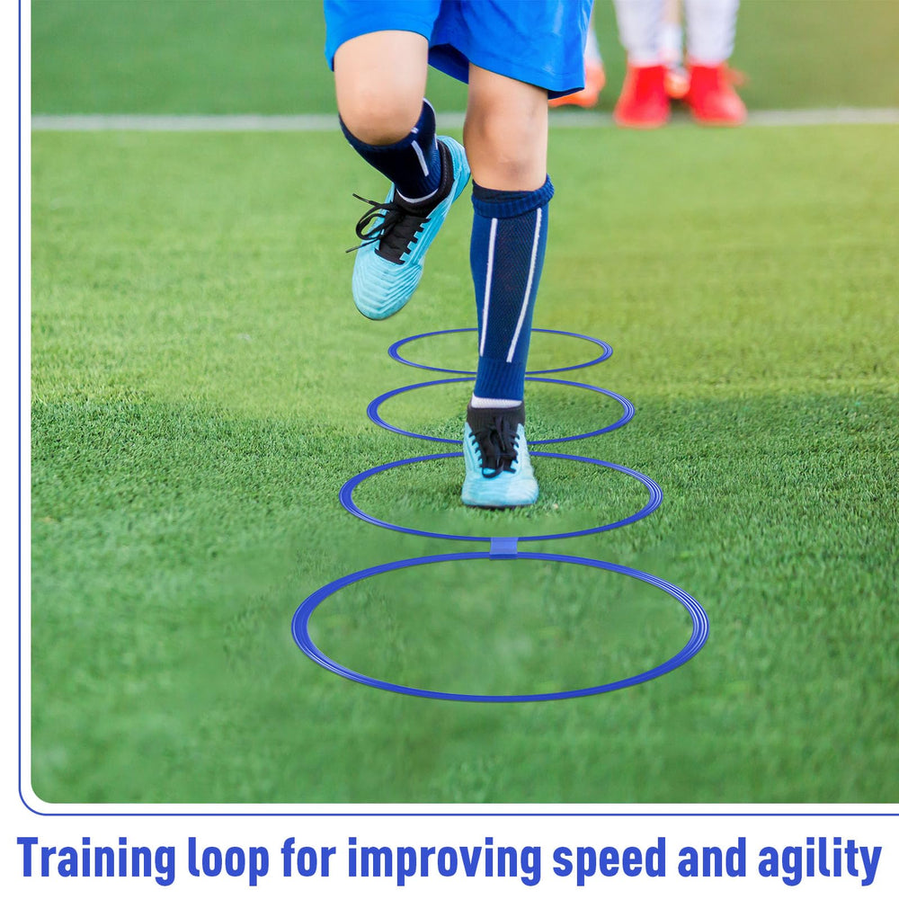 Shappy ring beside athlete foot demonstrating 15 inch size and comfortable step spacing benefit