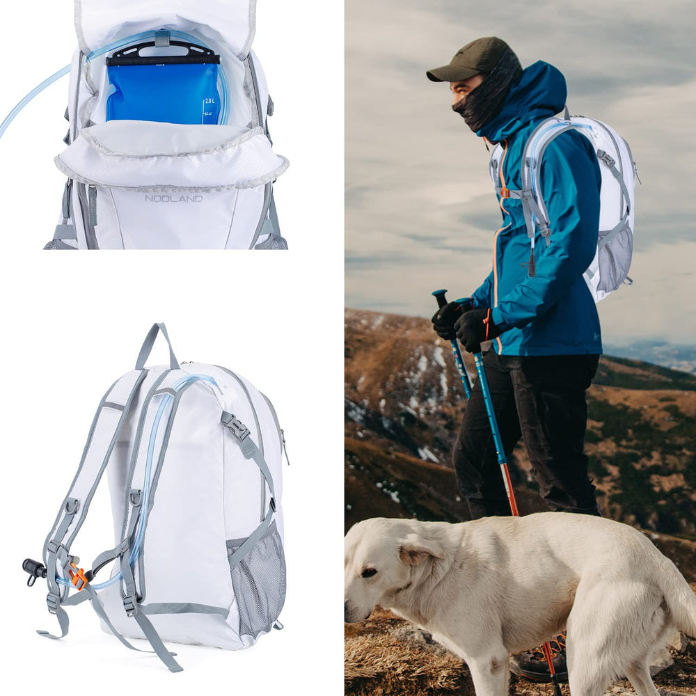 Sharkborough worn on a hiker demonstrating lightweight carry and versatility benefit