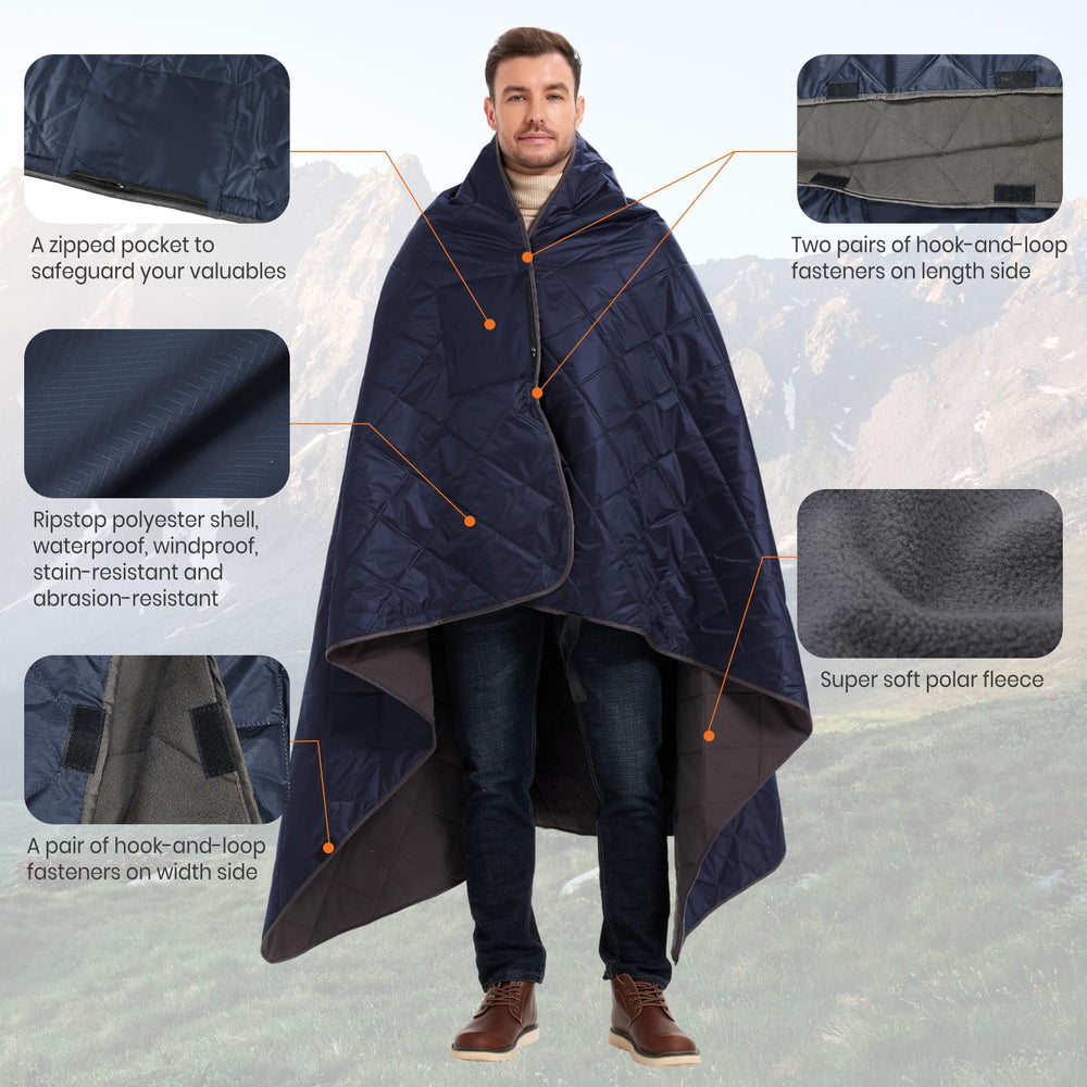 sheelokhwui blanket in use at stadium keeping group dry and comfortable
