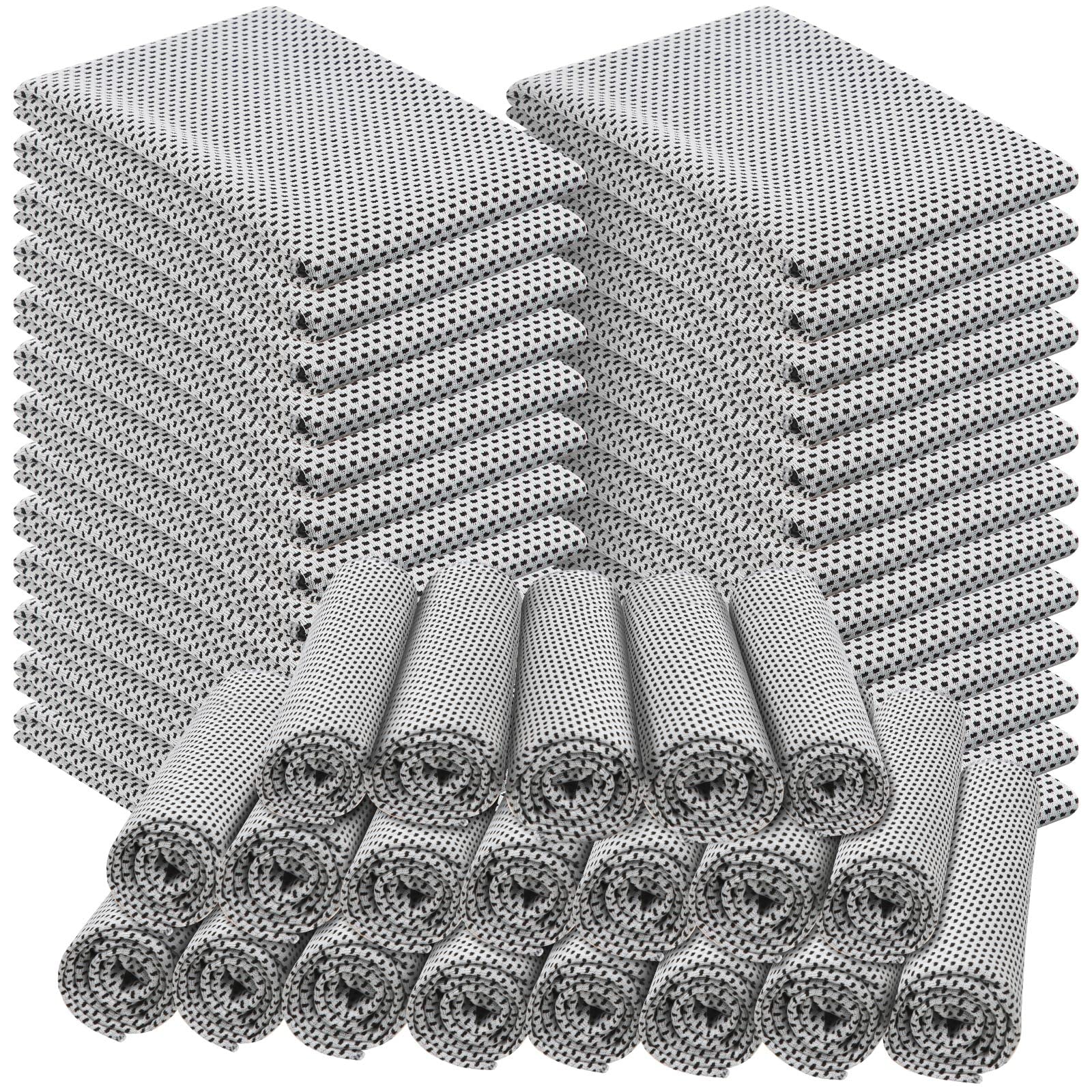 Shellwei front view of 50-piece gray towel pack showing bulk value and convenience