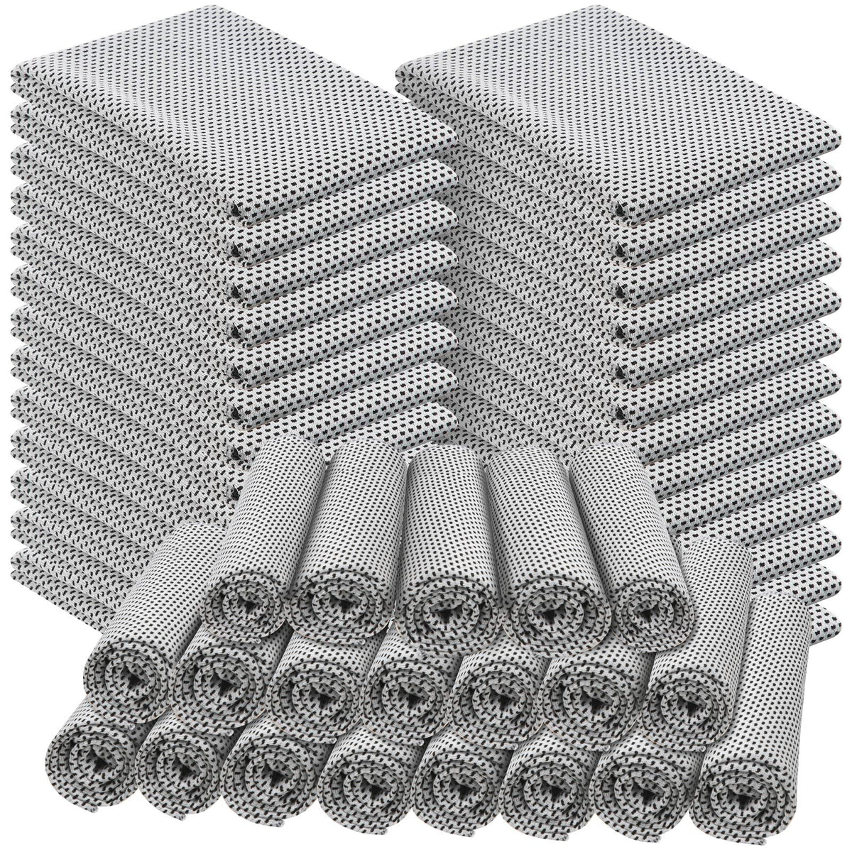 Shellwei front view of 50-piece gray towel pack showing bulk value and convenience
