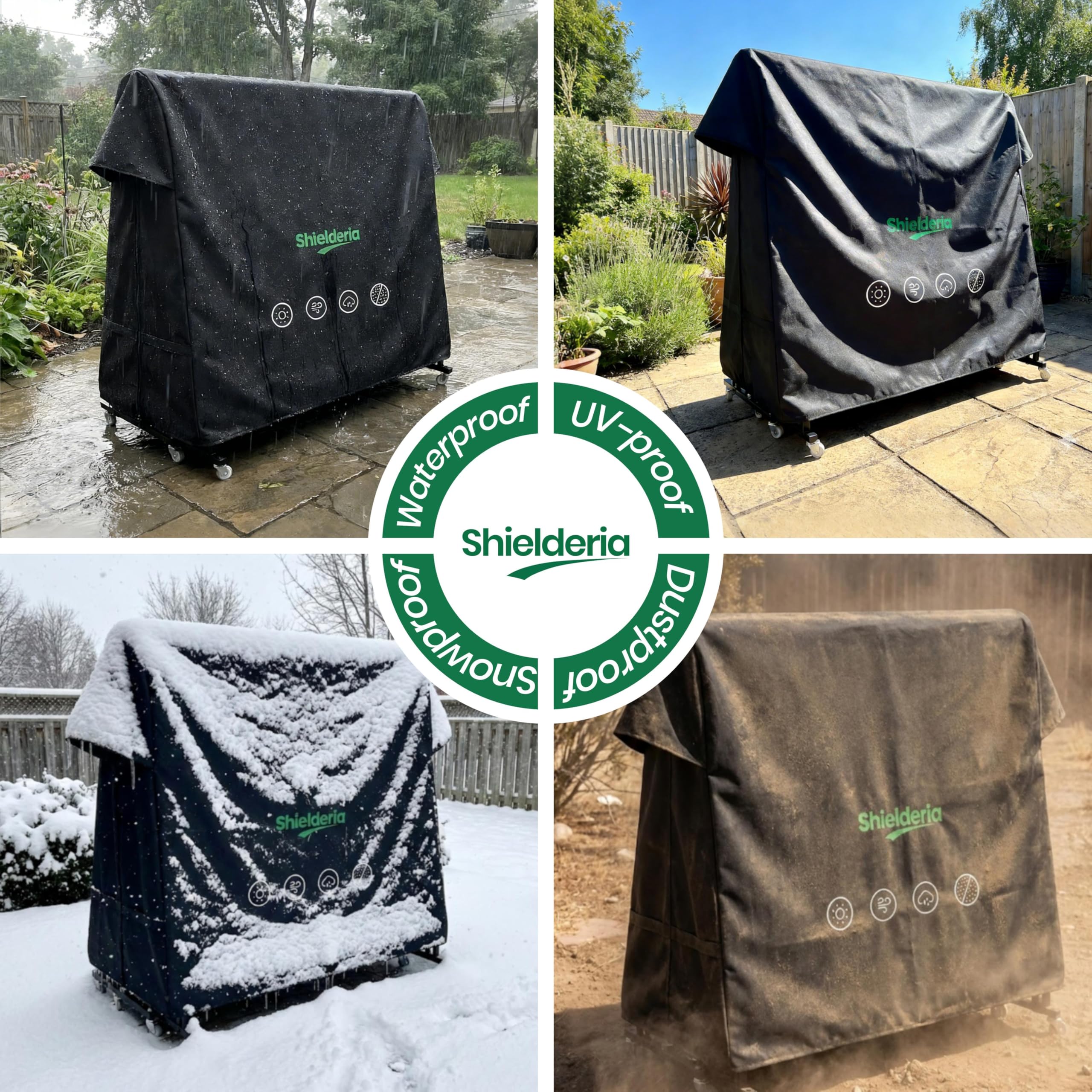 Shielderia cover with tape measure showing 9x5 ft scale for accurate fit