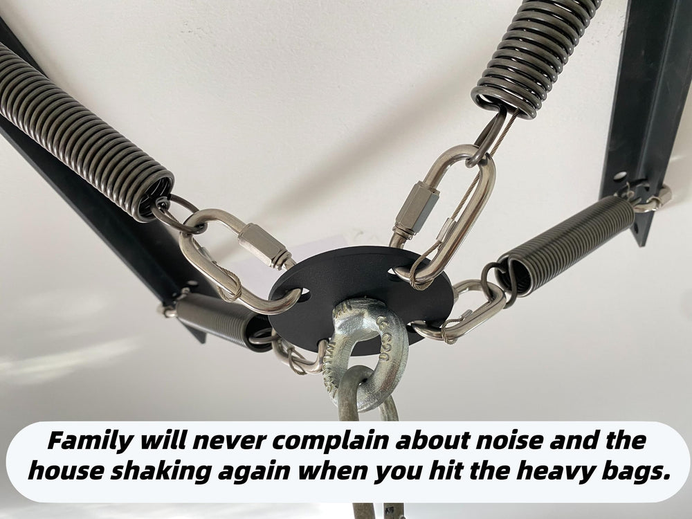 shikoyi mounted to ceiling joist showing secure installation and quieter workouts