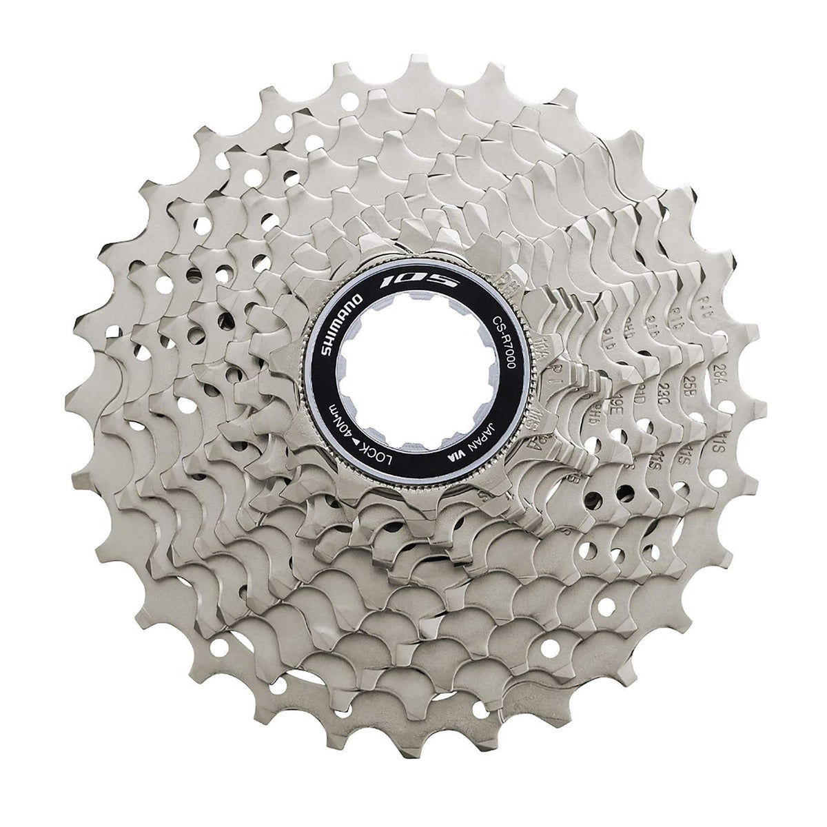 SHIMANO 105 front view showing teeth for smooth, reliable shifting