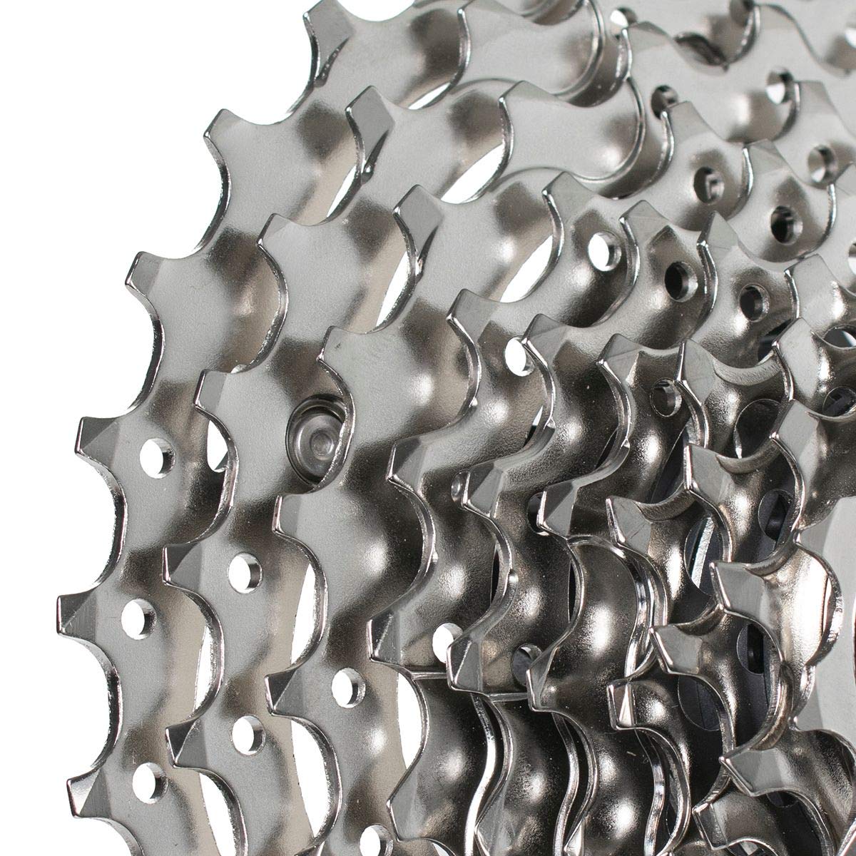 Shimano 105 CS-R7000 side teeth profile close-up highlighting precise tooth ramps for smooth engagement