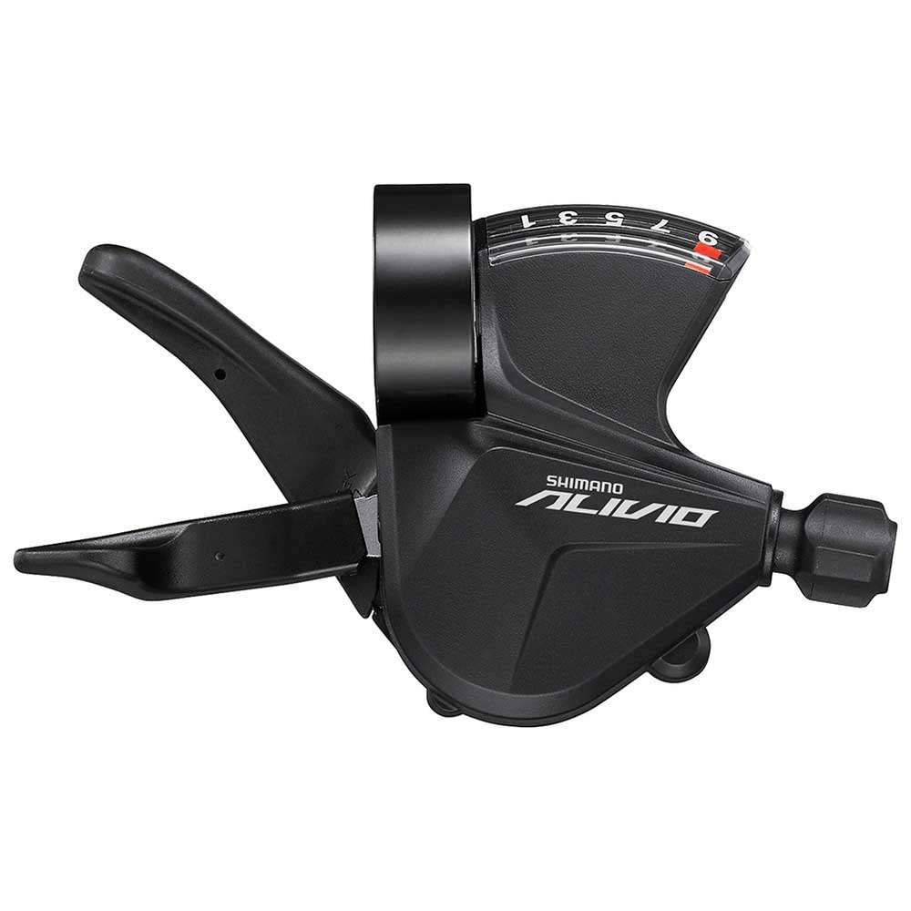 SHIMANO Alivio right-hand lever front view showing durable finish and easy reach