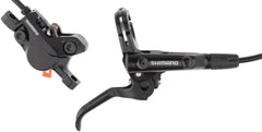 SHIMANO BR-MT500 and BL-MT501 front view mounted on handlebar showing clean fit and control