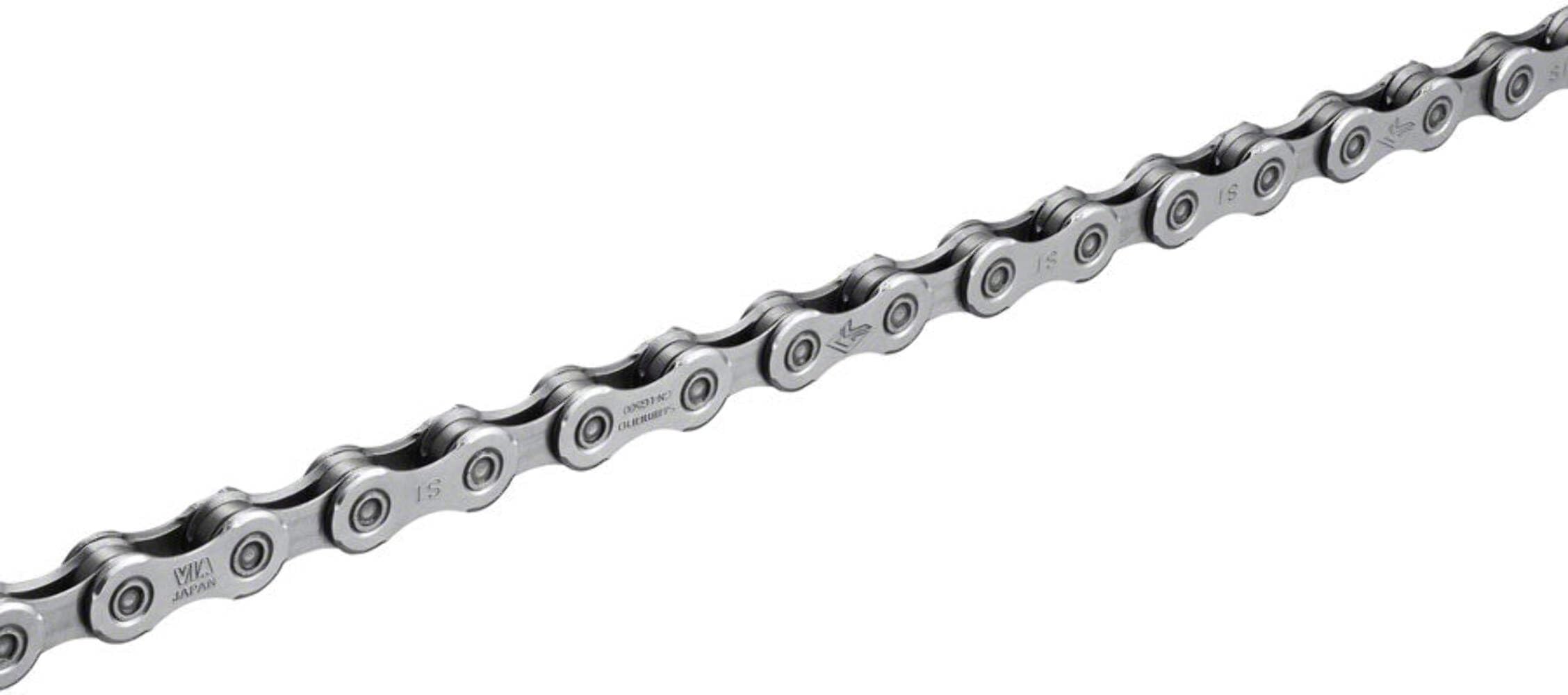 SHIMANO CN-LG500 front view showing chain and label, clear compatibility details