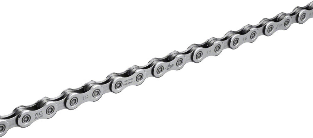 SHIMANO CN-LG500 front view showing chain and label, clear compatibility details