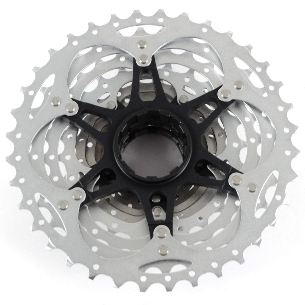 SHIMANO Deore XT cassette installed on rear hub illustrating smooth gear access and range