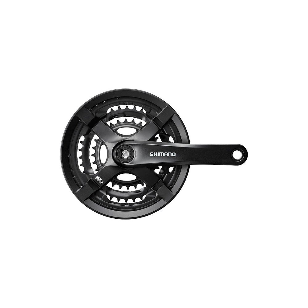 SHIMANO FC-TY501 front view showing crankset finish and reliable shifting