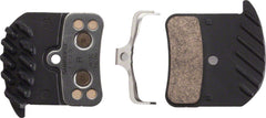 SHIMANO H03C brake pads front view showing spring and split pin, clear fit and reliability