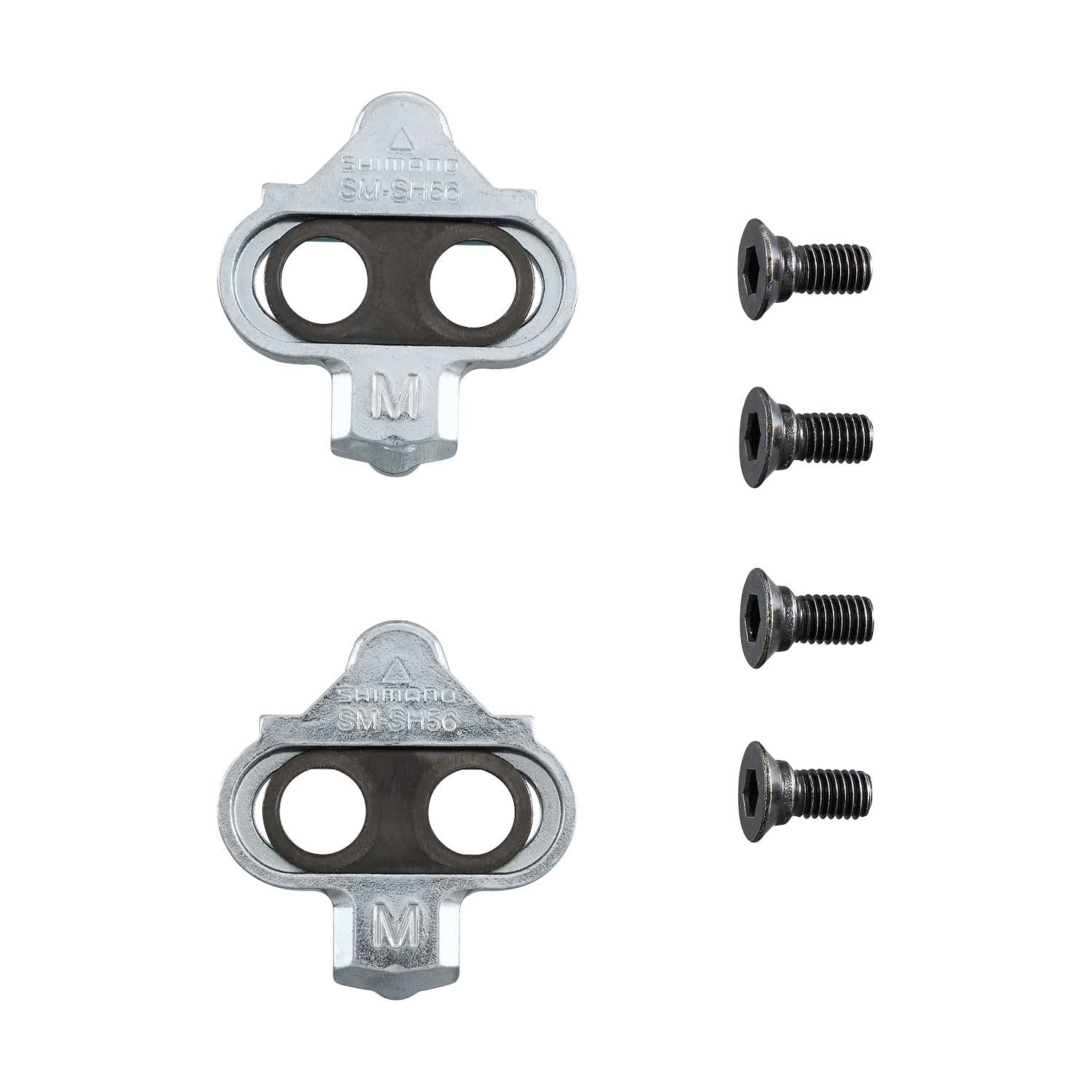 SHIMANO SM-SH56 front view showing cleat shape and durable steel construction for reliable release