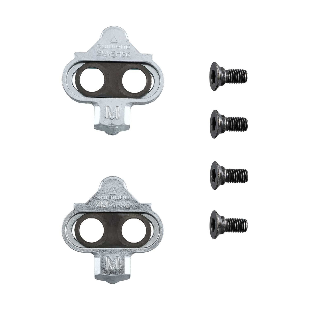 SHIMANO SM-SH56 front view showing cleat shape and durable steel construction for reliable release