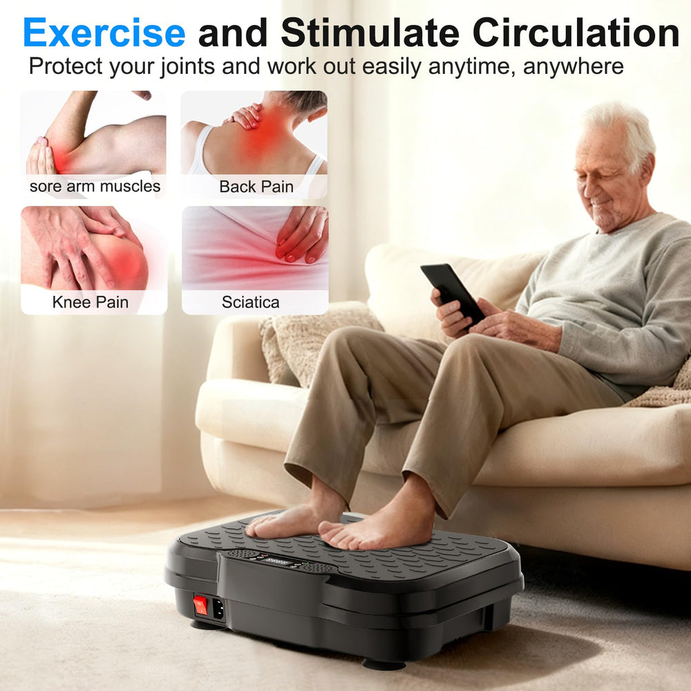 ShineMaos vibration plate in a living room setting for quick at-home sessions