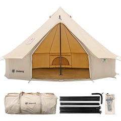 ShinHye front view bell tent pitched at campsite showing stable shelter