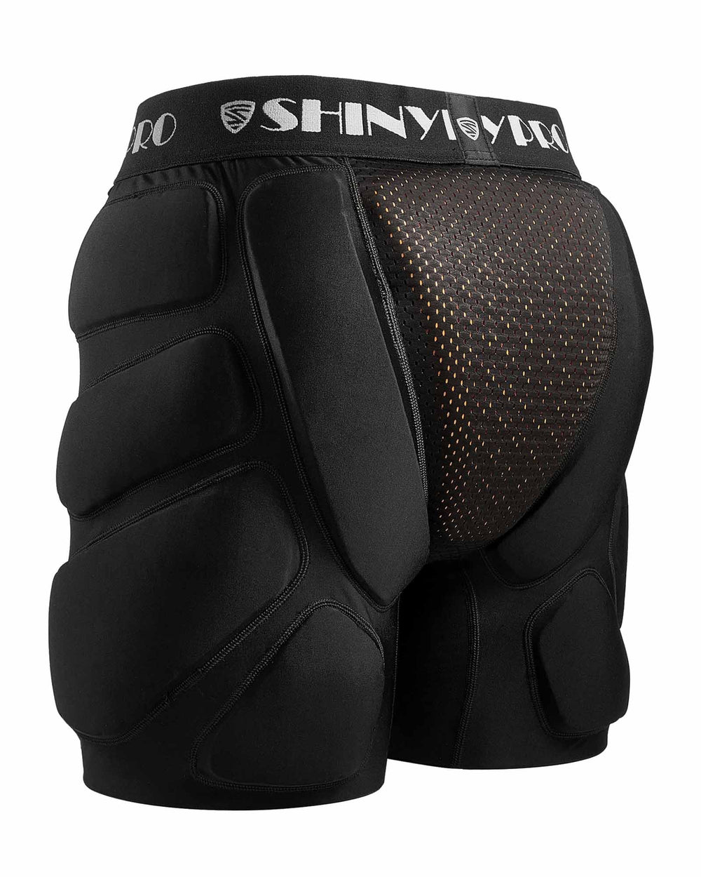 SHINYPRO front view padded shorts showing full coverage and comfortable fit
