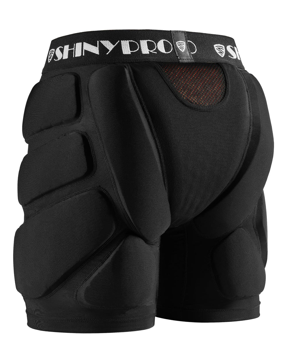 SHINYPRO front view padded shorts showing overall protection and fit