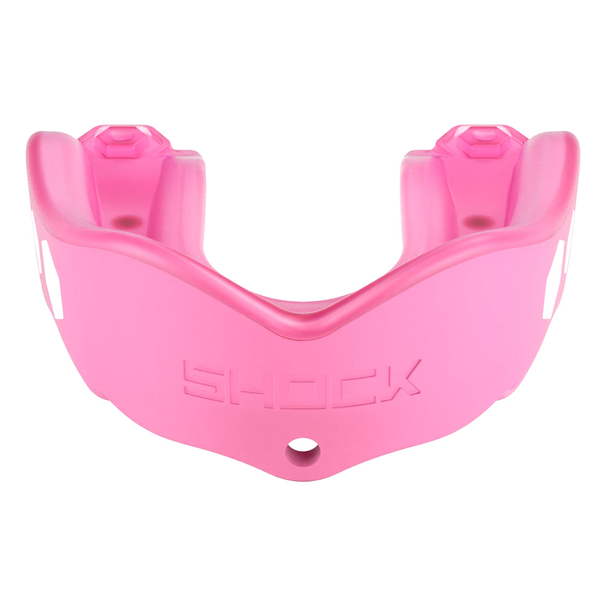 Shock Doctor front view of mouthguard packaging showing product and branding benefit protection