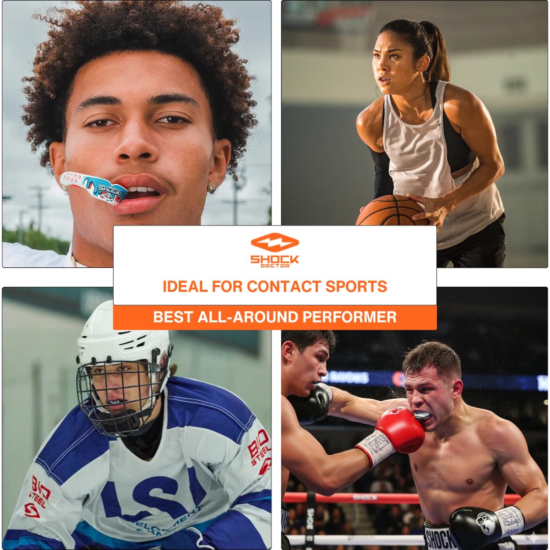 Shock Doctor mouthguard in use by football player offering on-field protection