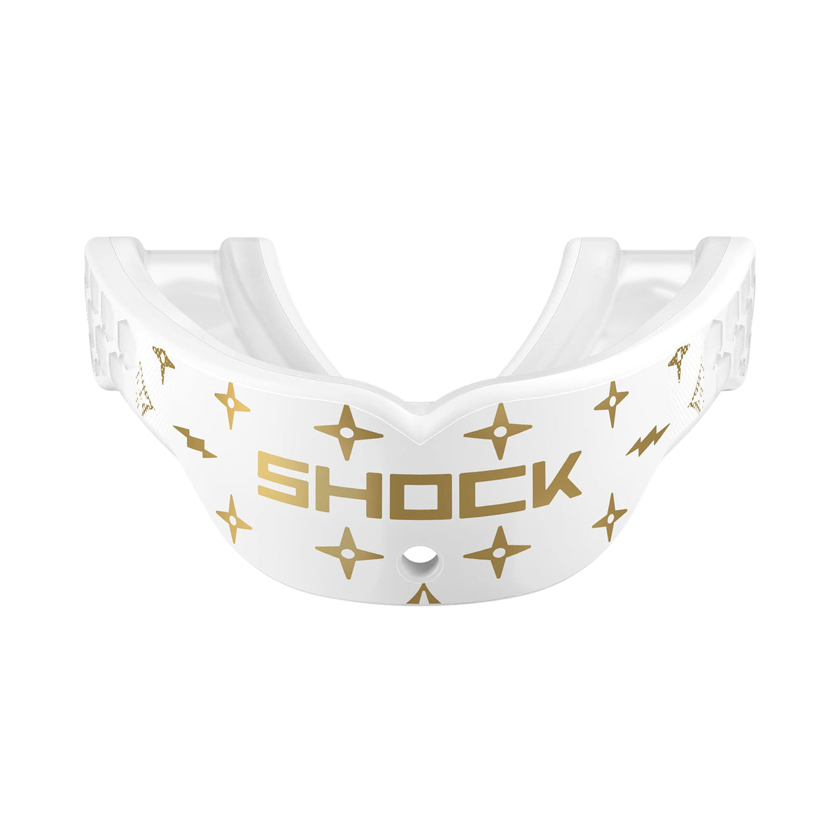 Shock Doctor front view of mouth guard showing fit and protection benefit