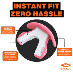Shock Doctor side profile highlighting low-profile bite pads for jaw comfort