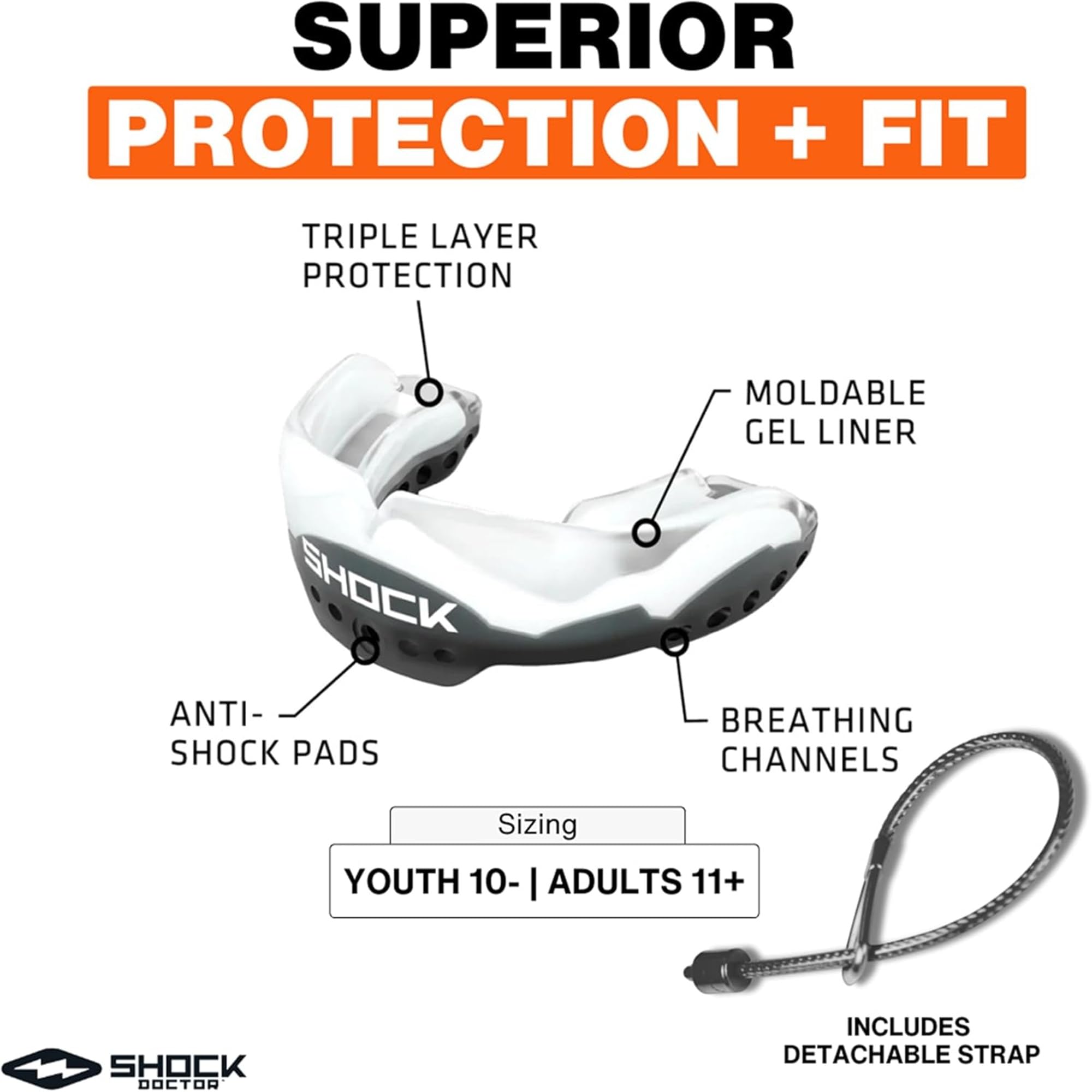 Shock Doctor Ultra 2 STC worn by athlete enabling clear breathing and speaking