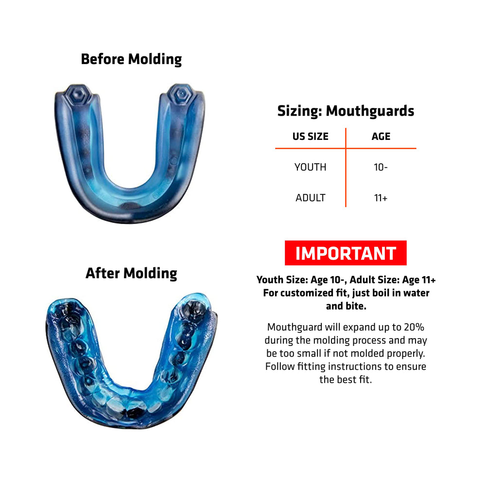 Shock Doctor mouthguard attached to detachable helmet strap for secure helmet storage