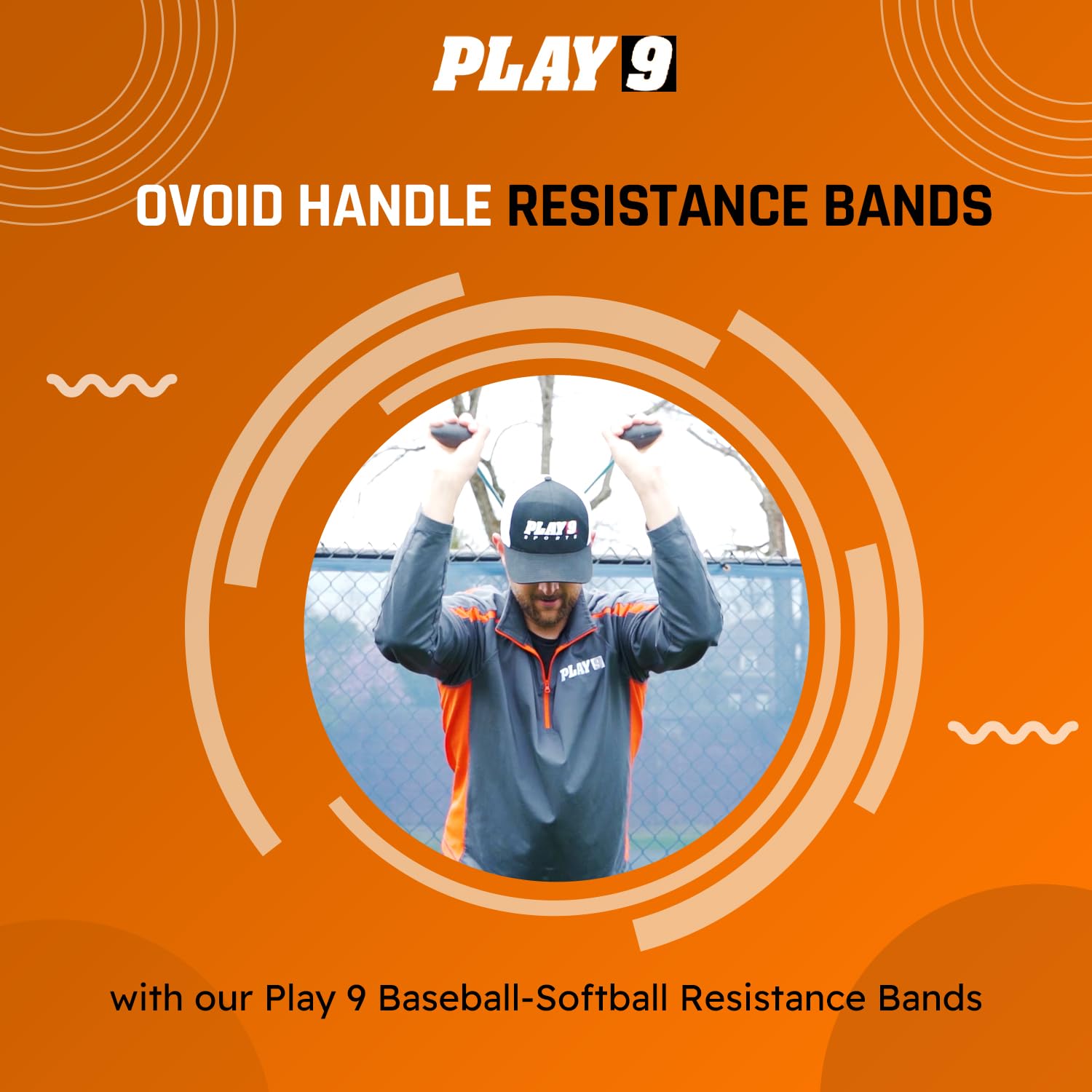SHOP PLAY 9 color-coded bands laid flat illustrating graduated resistance options