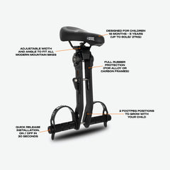 SHOTGUN child holding handlebars to stay secure and comfortable on short rides