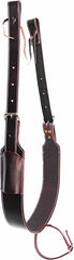 SHOWMEN CRAFT front view of plain oiled brown leather cinch showing full length and profile for fit