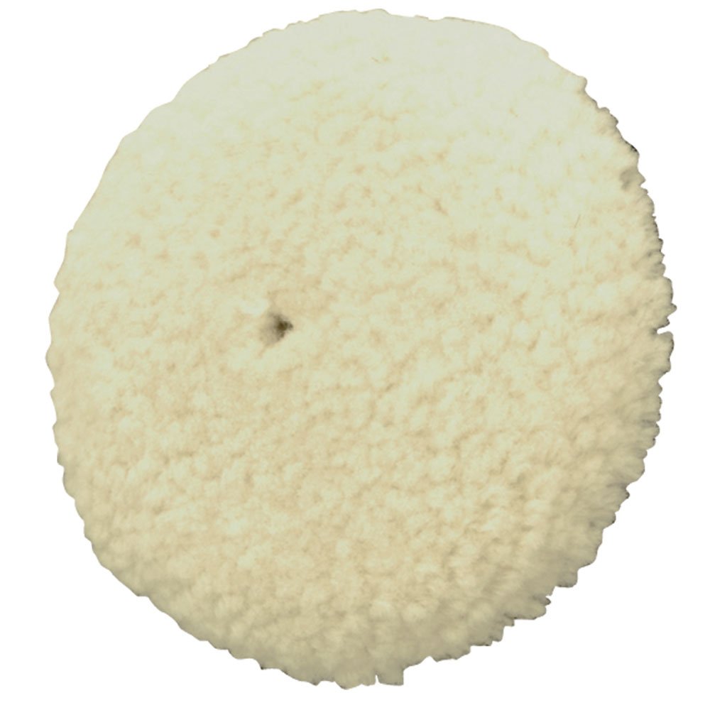 Shurhold front view of two 6.5" wool buffing pads showing secure fit and easy handling