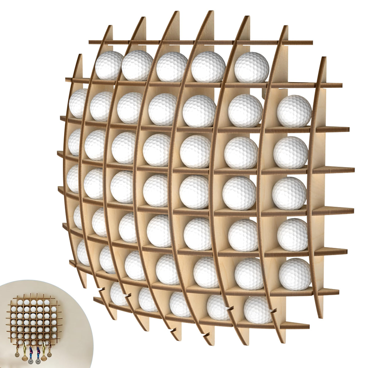 ShutuFly front view of 52-ball rack showing neat, space-saving display
