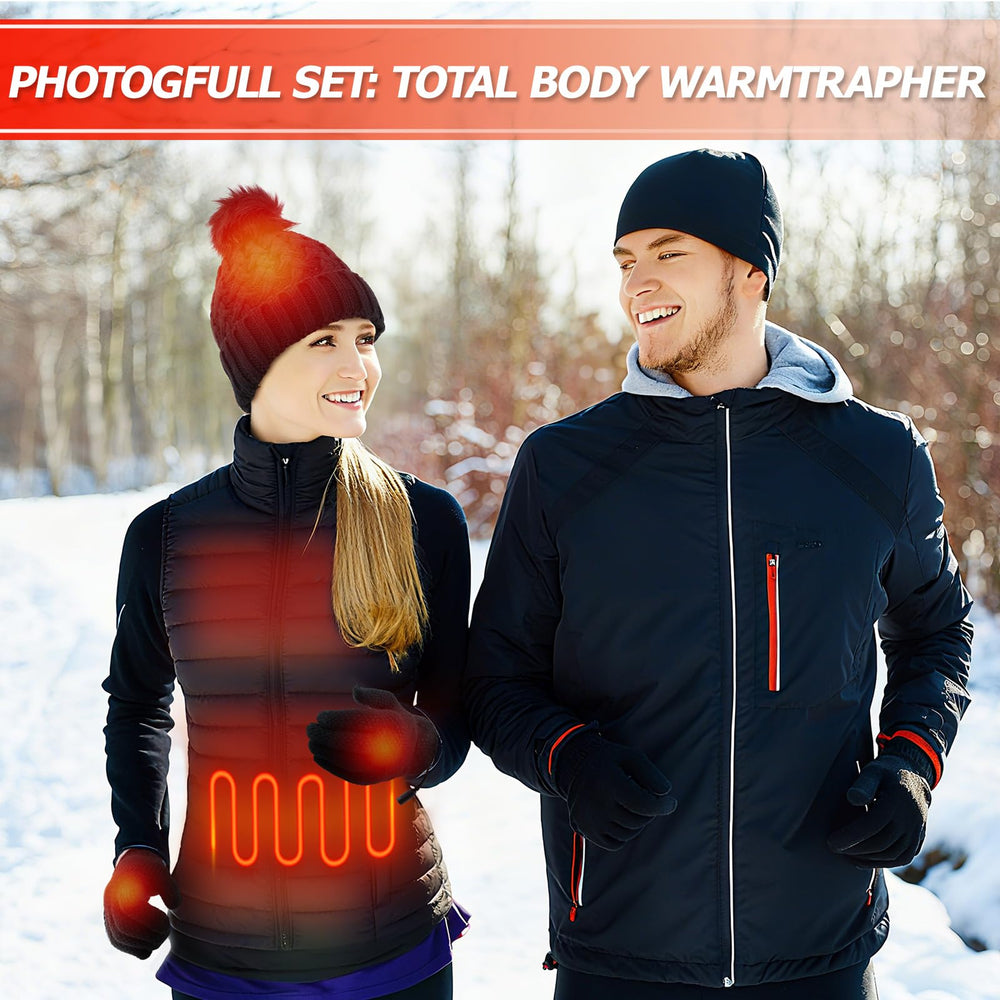Shyyween lifestyle image of woman hiking wearing heated set for outdoor comfort