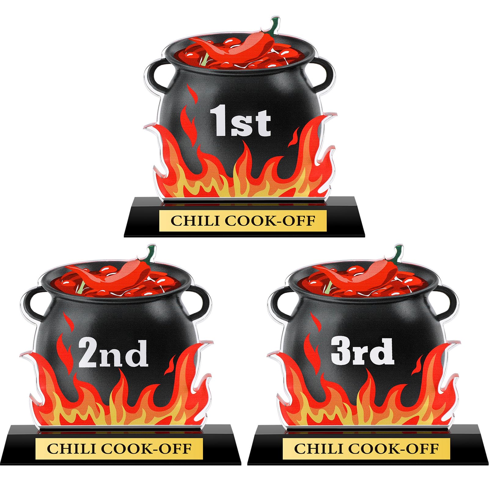 sieral three-piece trophy set front view showing colors and prizes