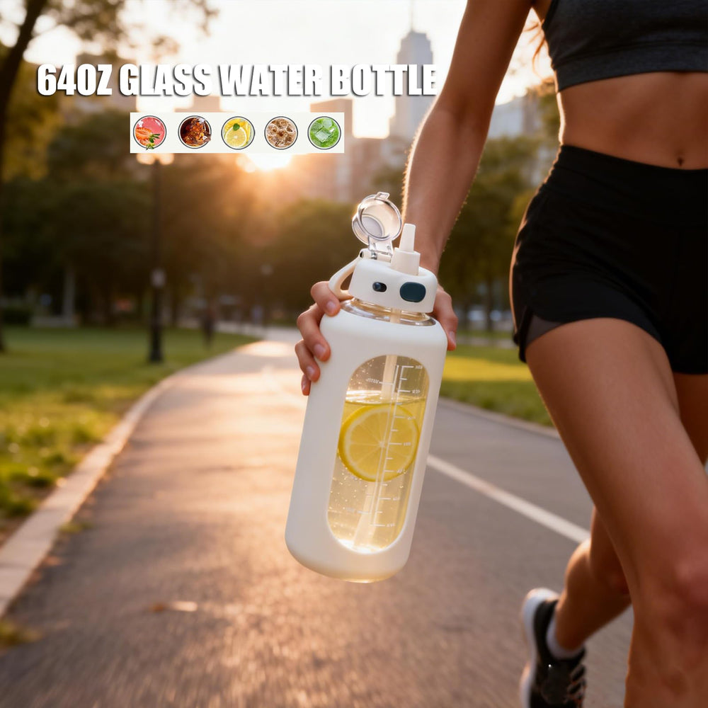 SIEROZUR bottle held next to a backpack to show half-gallon scale and travel readiness