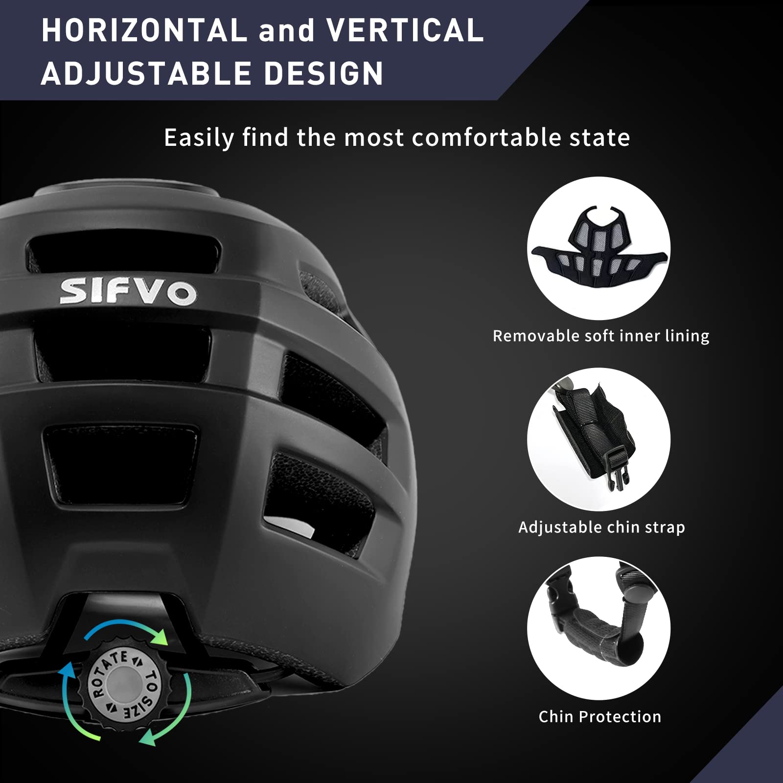 SIFVO helmet top vents close-up illustrating 18 vents for improved airflow