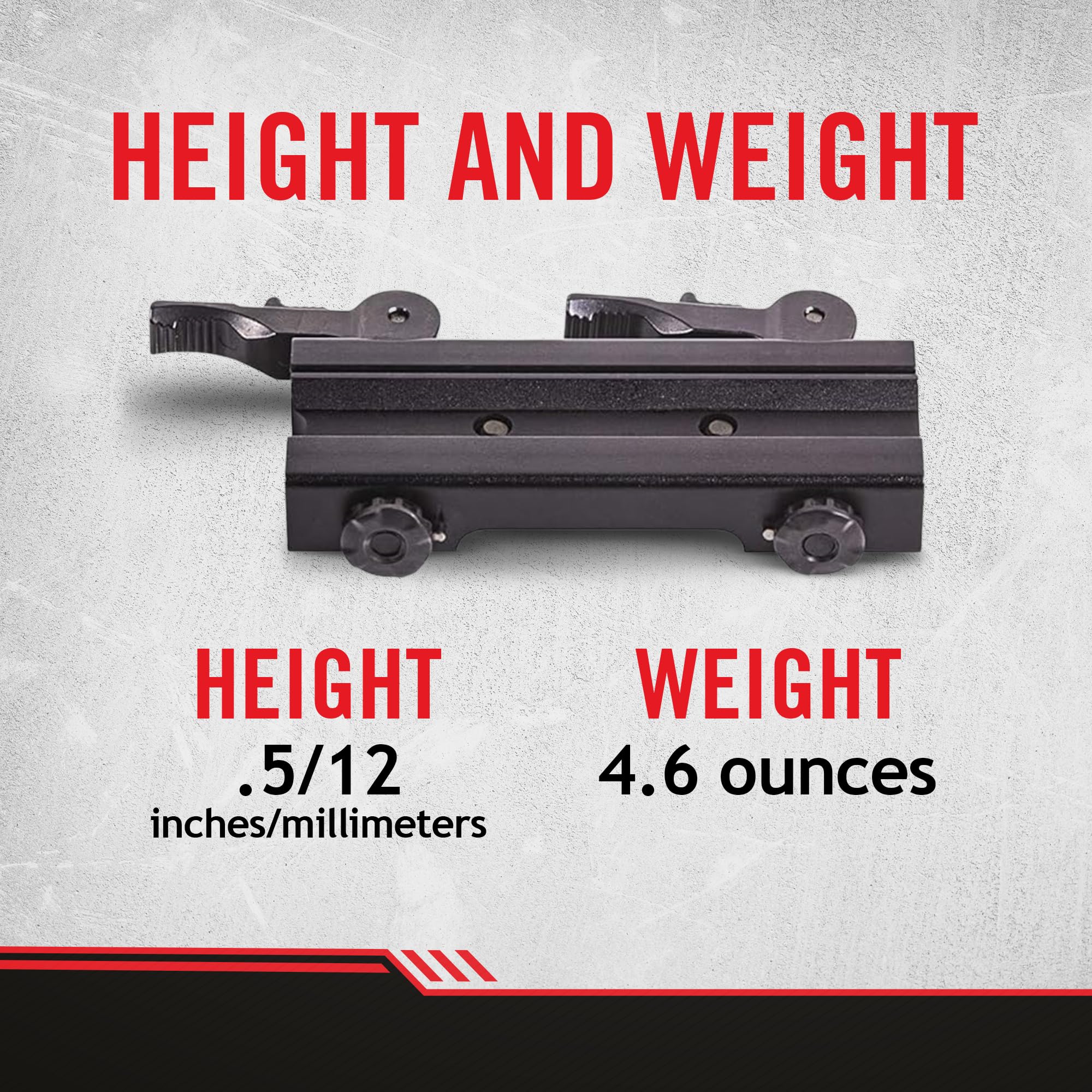 Sightmark mount next to ruler showing compact size and lightweight benefit