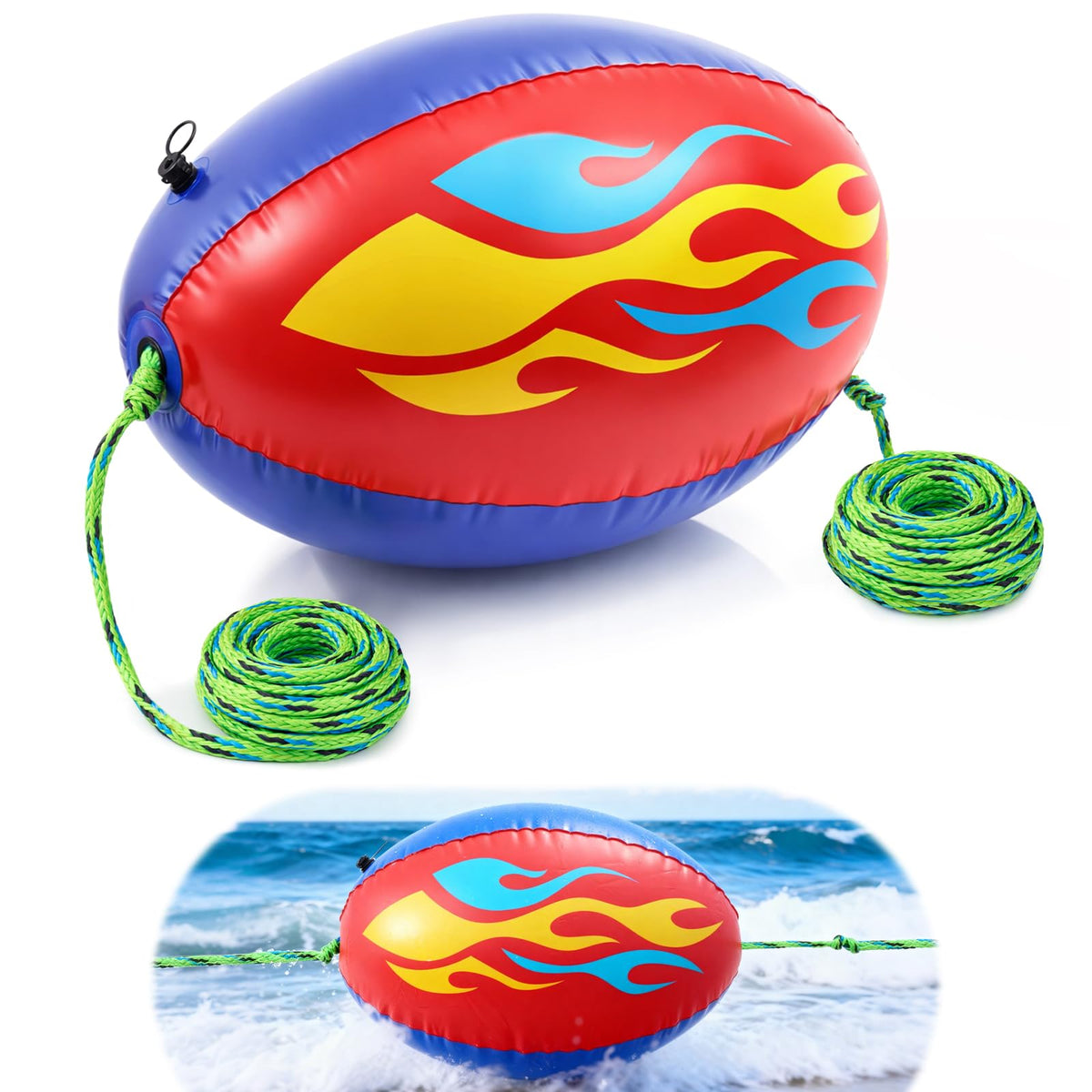 Silipull front view showing bright tow ball and rope for quick location
